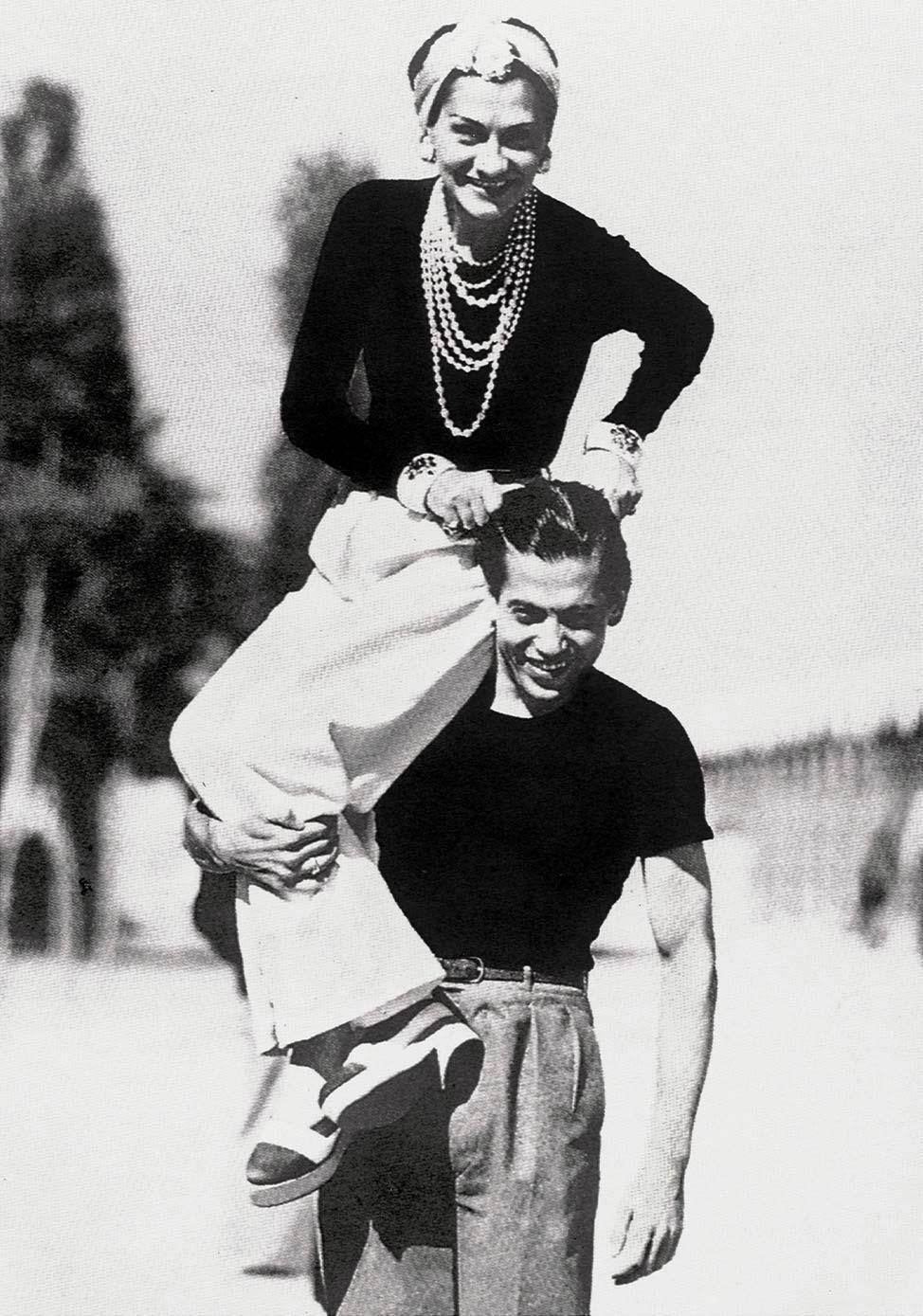 Gabrielle Chanel, in her signature pearls.